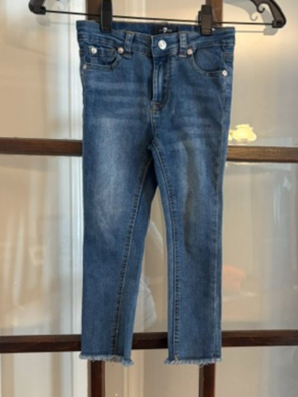 7 for All Mankind Skinny Jeans with Distressed Hem, Size 4T